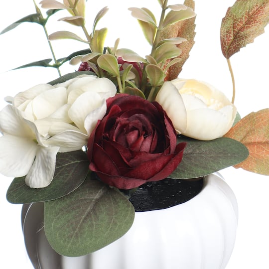 7.75" Burgundy Ranunculus & Hydrangea Mix in Ceramic Pot by Ashland®